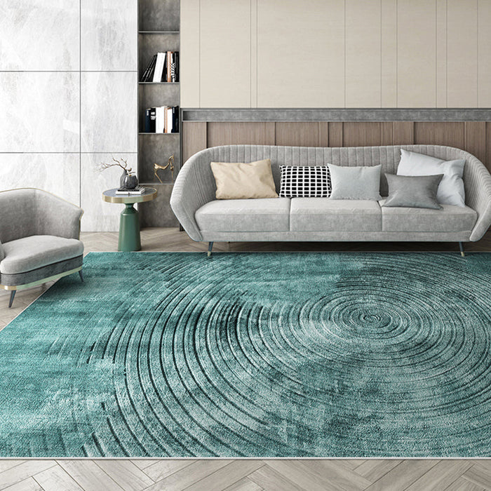 Simple Industrial Rug Polyester Swirl Striped Pattern Carpet Washable Non-Slip Backing Pet Friendly Area Rug for Bedroom