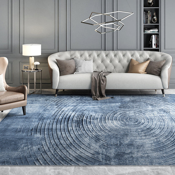 Simple Industrial Rug Polyester Swirl Striped Pattern Carpet Washable Non-Slip Backing Pet Friendly Area Rug for Bedroom