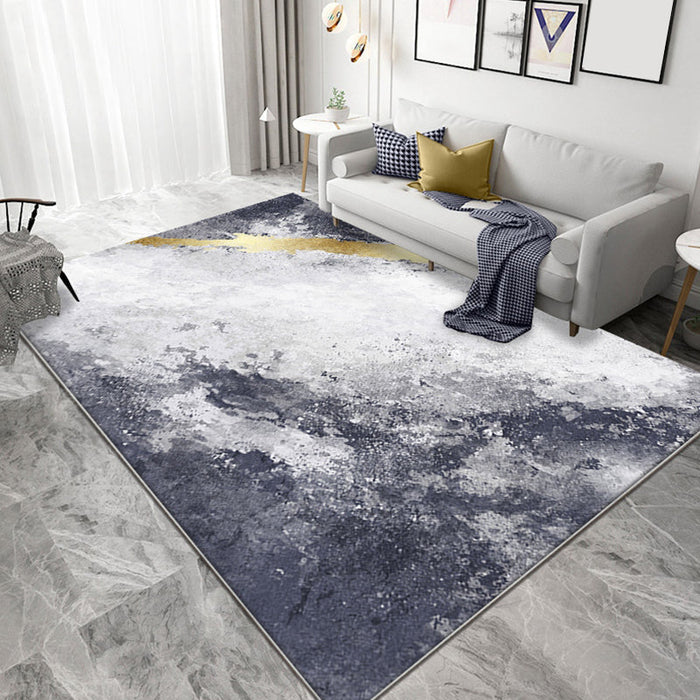 Gray Parlour Area Rug Contemporary Abstract Carpet Polyester Machine Washable Non-Slip Backing Rug