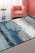 Industrial Style Abstract Rug Blue and Grey Polyester Carpet Non-Slip Backing Area Rug for Sitting Room