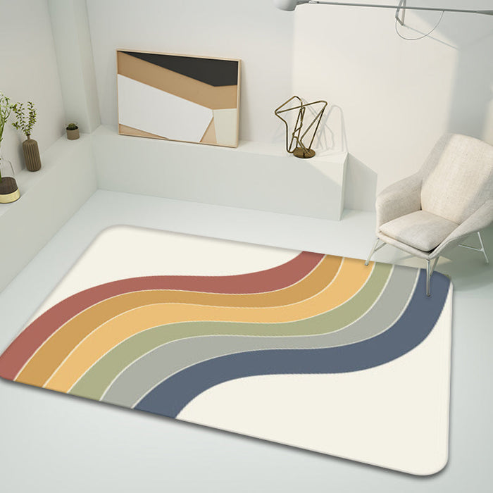 Trendy Color Block Area Rug Soft Novelty Rug Synthetics Washable Non-Slip Backing Carpet for Home