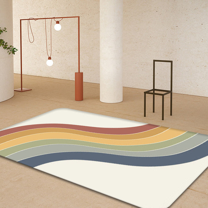 Trendy Color Block Area Rug Soft Novelty Rug Synthetics Washable Non-Slip Backing Carpet for Home