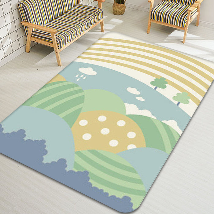 Trendy Color Block Area Rug Soft Novelty Rug Synthetics Washable Non-Slip Backing Carpet for Home