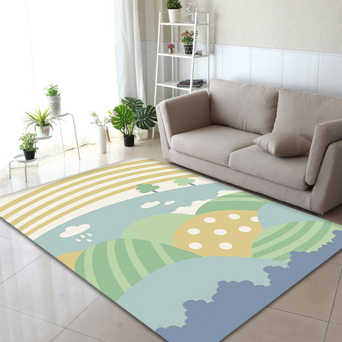 Trendy Color Block Area Rug Soft Novelty Rug Synthetics Washable Non-Slip Backing Carpet for Home