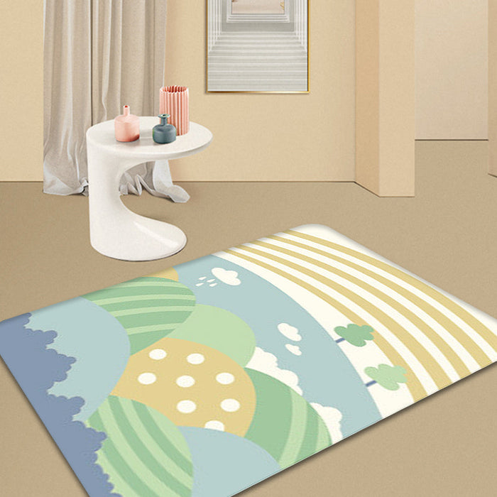 Trendy Color Block Area Rug Soft Novelty Rug Synthetics Washable Non-Slip Backing Carpet for Home