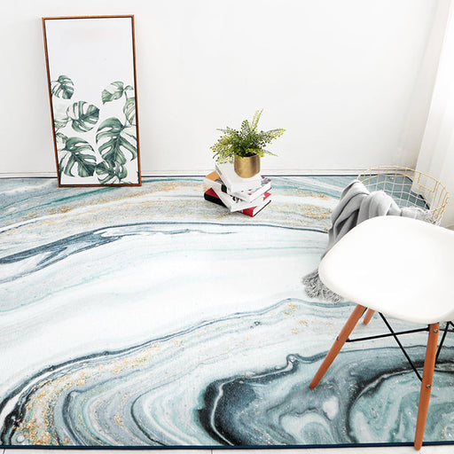 Creative Marble Look Rug Light Color Polypropylene Carpet Stain Resistant Area Rug for Living Room