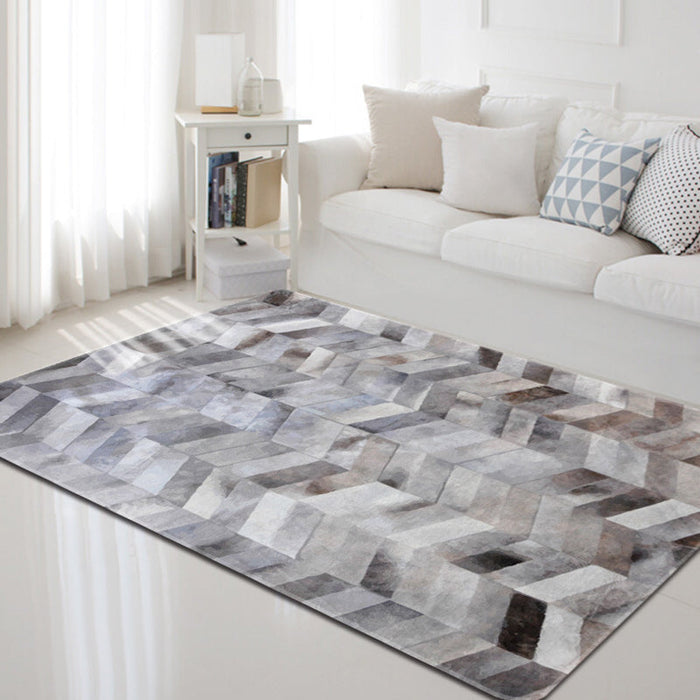 Dark Geometric Pattern Rug Synthetics Creative Carpet Anti-Slip Area Rug for Home Decoration