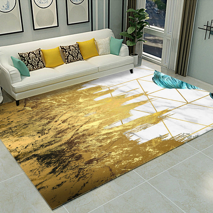 Cyberpunk Living Room Rug Multi Color Abstract Foil Flows Carpet Polyester Machine Washable Area Rug