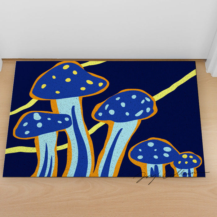 Feblilac Dark Blue Mushroom PVC Coil Door Mat