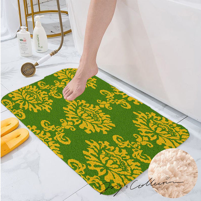 Feblilac Baroque Style One Big Flower Tufted Bath Mat