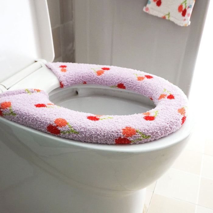 Feblilac Cute Heart/Solid/Stripe Toilet Seat Cover