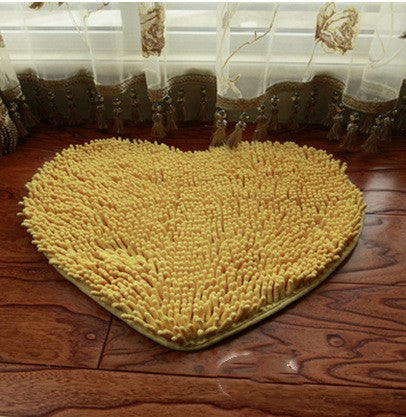 Feblilac Heart-shaped Solid Chenille Non-Slip Microfiber Shag Bathroom Rug Mat