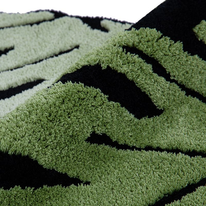 Feblilac Round Tropical Green Leaves Tufted Bath Mat, Monstera Leaf Area Rug