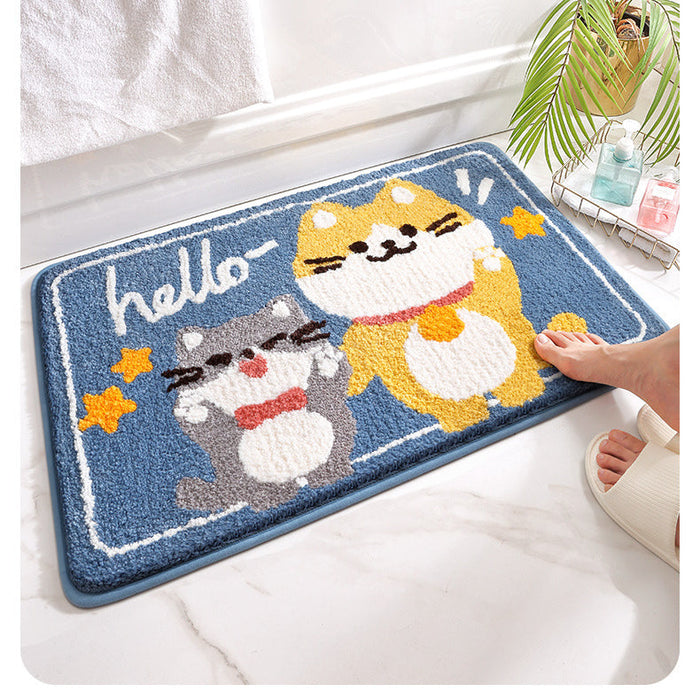 Feblilac Cute Hello Cat Tufted Bath Mat