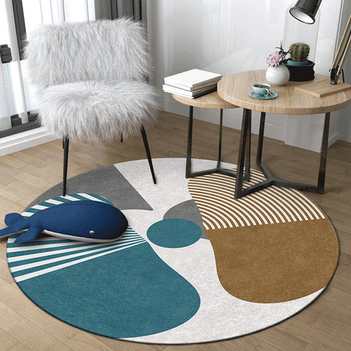 Unique Abstract Colorblock Area Rug Multi Colored Creative Carpet Polyester Washable Rug for Living Room