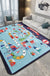 Cartoon Railway Area Rug Multi Color Polypropylene Carpet Pet Friendly Anti-Slip Rug for Kids