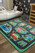 Cartoon Railway Area Rug Multi Color Polypropylene Carpet Pet Friendly Anti-Slip Rug for Kids