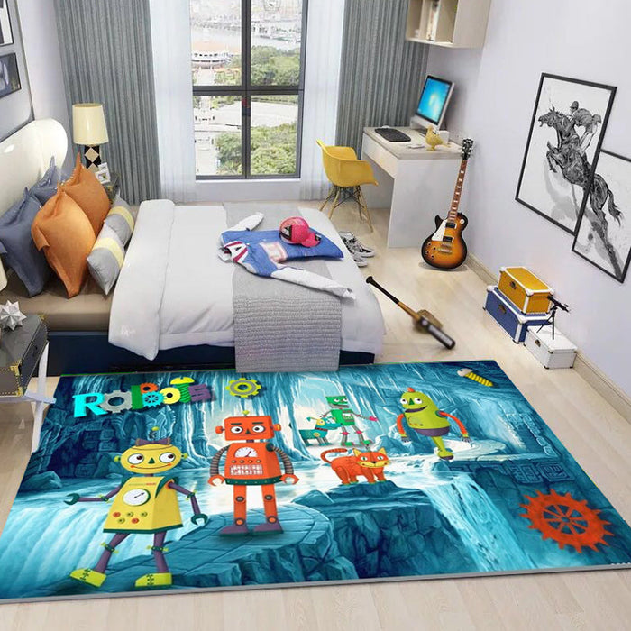 Dreamy Fairy Tale Area Rug Pastel Color Cartoon Rug Polypropylene Stain Resistant Carpet for Nursery