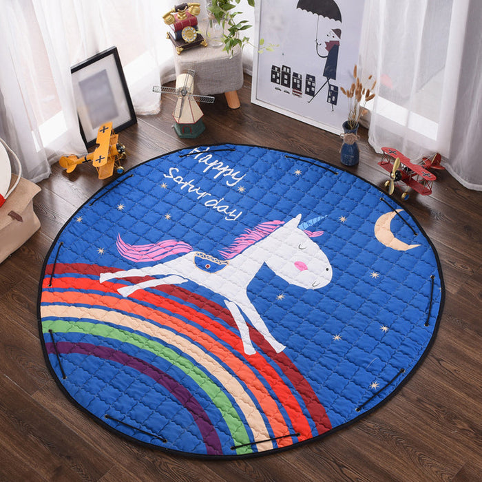 Kids Animal Area Rug Multicolor Cotton Carpet Stain-Proof Pet Friendly Rug for Child Bedroom