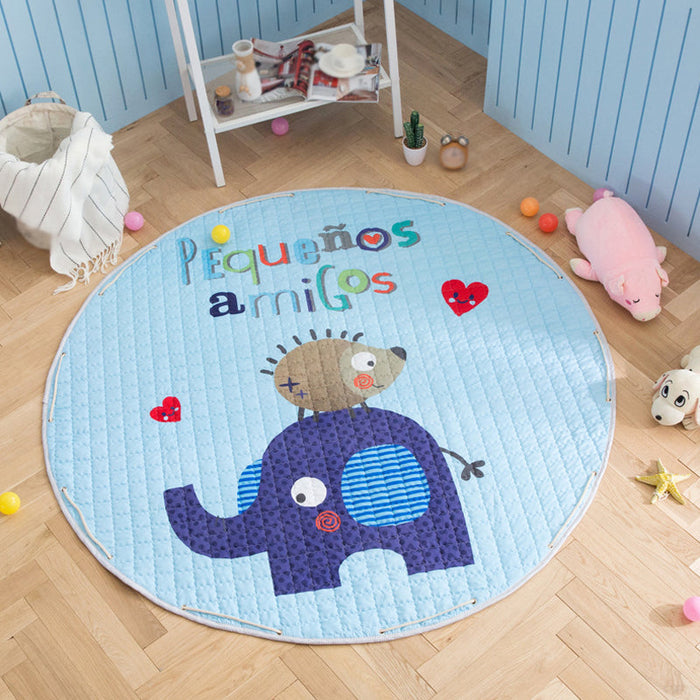 Kids Animal Area Rug Multicolor Cotton Carpet Stain-Proof Pet Friendly Rug for Child Bedroom