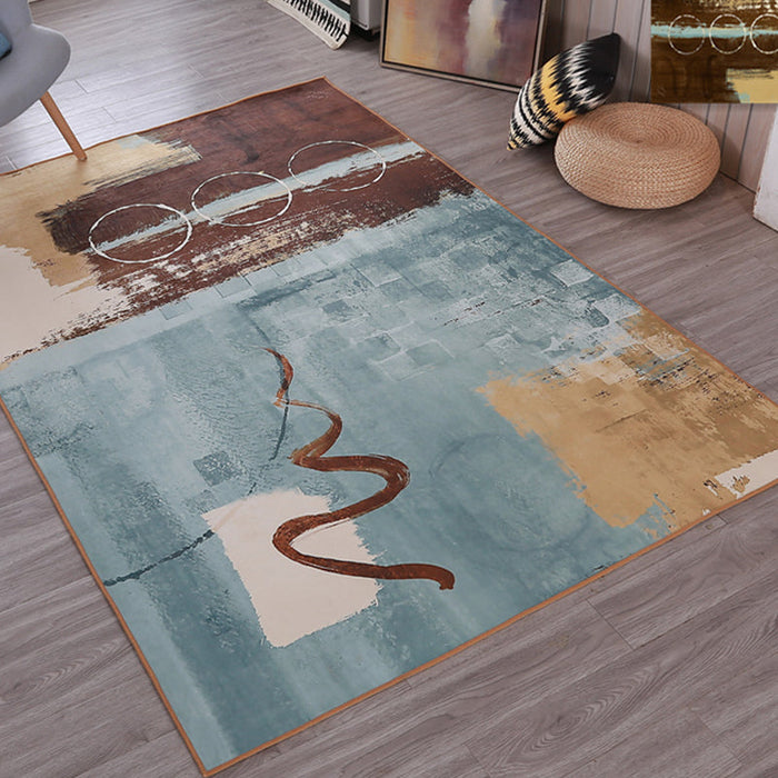 Aesthetic Industrial Area Rug Dark Color Oil Painting Abstract Carpet Anti-Slip Machine Wash Rug for Home