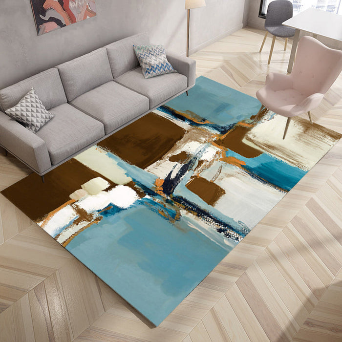 Aesthetic Industrial Area Rug Dark Color Oil Painting Abstract Carpet Anti-Slip Machine Wash Rug for Home