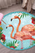 Multicolor Flamingo Pattern Rug Polyester Tropical Rug Anti-Slip Backing Machine Washable Area Rug for Bedroom