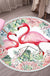 Multicolor Flamingo Pattern Rug Polyester Tropical Rug Anti-Slip Backing Machine Washable Area Rug for Bedroom