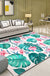 Tropical Leaf Pattern Rug Green Polyester Area Rug Machine Washable Non-Slip Backing Indoor Rug for Sitting Room