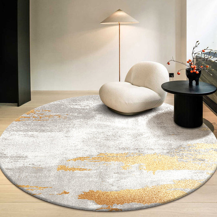 Multicolor Industrial Style Round Rug Polyester Area Rug for Living Room with Cement Pattern Pet Friendly Rugs