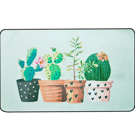 Kids Child's Room Rug in Pink and Green Botanical Cactus Print Rug Polyester Stain-Resistant Area Rug