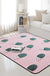 Kids Child's Room Rug in Pink and Green Botanical Cactus Print Rug Polyester Stain-Resistant Area Rug