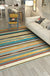 Multicolor Bedroom Rug Novelty Stripe Pattern Area Rug Polyester Washable Carpet