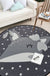 Kids Nursery Rug in Black and Grey Animal Mouse Print Rug Polyester Washable Anti-Slip Backing Area Rug