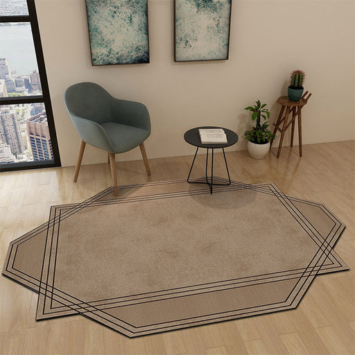 Irregular Bedroom Rug in Brown and Blue Modern Colorblock Pattern Area Rug Polyester Machine Washable Carpet