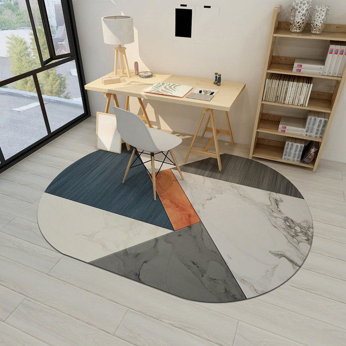 Modern Living Room Irregular Rug Colorful Color Block Pattern Rug Polyester Stain-Resistant Area Rug