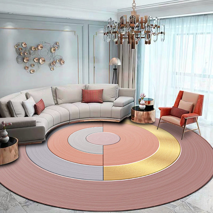 Green Circles Pattern Rug Polyester Modern Rug Washable Anti-Slip Pet Friendly Area Rug for Living Room