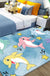 Multicolor Dolphin Pattern Rug with Star Polyester Kids Rug Washable Anti-Slip Pet Friendly Area Rug for Bedroom