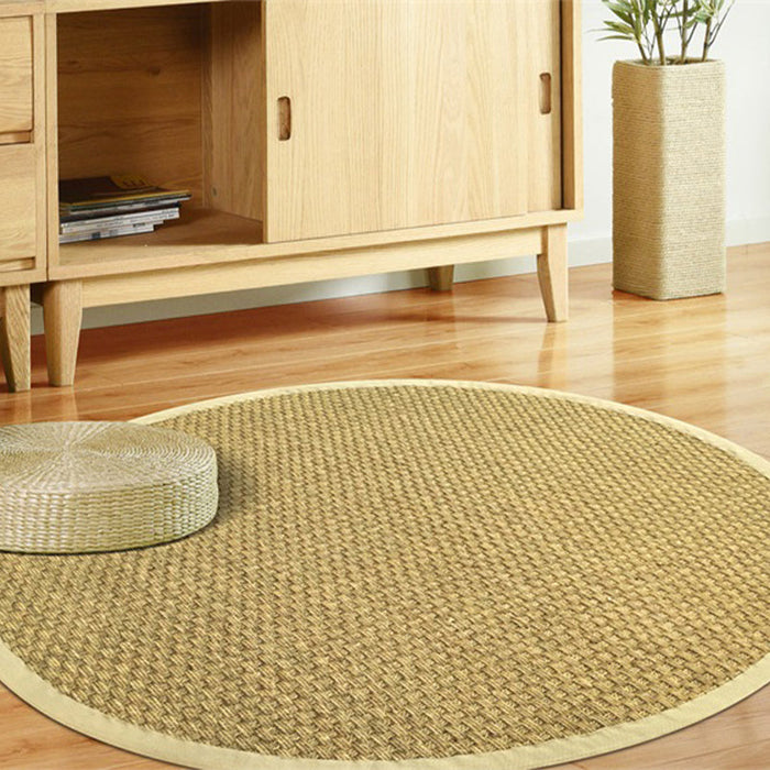 Khaki and Brown Plain Rug Sisal Rural Rug Pet Friendly Washable Non-Slip Area Rug for Living Room