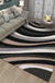 Novelty Stripe Curve Pattern Rug in Black and Grey Polyester Carpet Washable Area Rug for Living Room