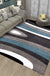 Novelty Stripe Curve Pattern Rug in Black and Grey Polyester Carpet Washable Area Rug for Living Room