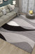 Novelty Stripe Curve Pattern Rug in Black and Grey Polyester Carpet Washable Area Rug for Living Room