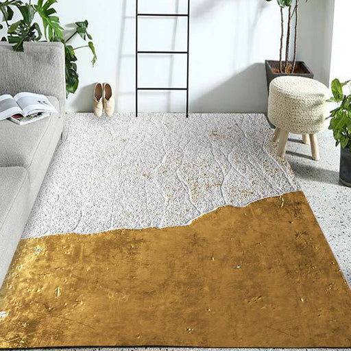 Novelty Home Decoration Rug in Gold Color Block Print Area Rug Polyester Washable Carpet