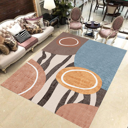 Simple Colorblock Stripe Print Rug Colorful Novelty Rug Polyester Washable Area Rug for Living Room