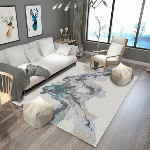 Creative Abstract Pattern Rug Grey Contemporary Rug Polyester Washable Non-Slip Backing Area Rug for Living Room