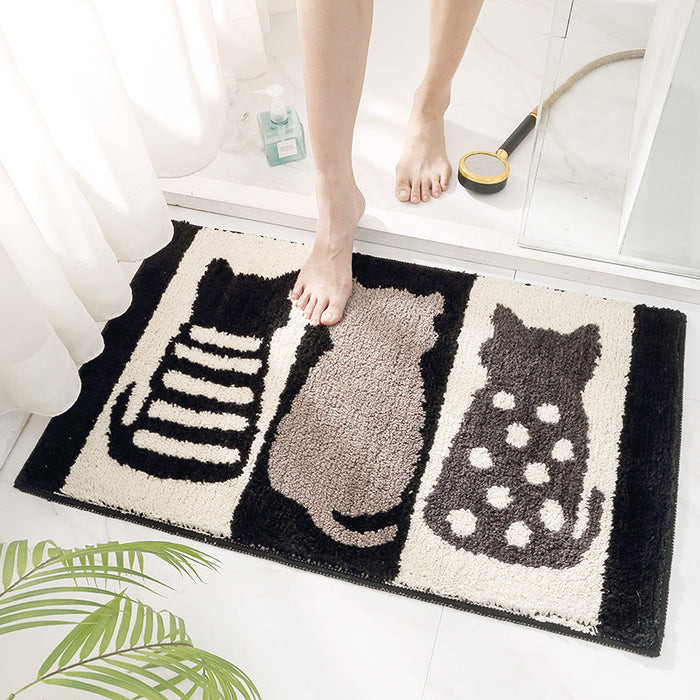 Three Cats Bathroom Rug, Non-Slip and Washable