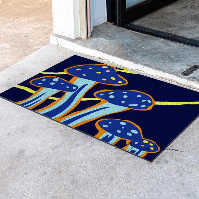 Feblilac Dark Blue Mushroom PVC Coil Door Mat