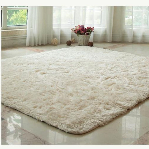 Feblilac Rectangular Solid White Tufted Bath Mat