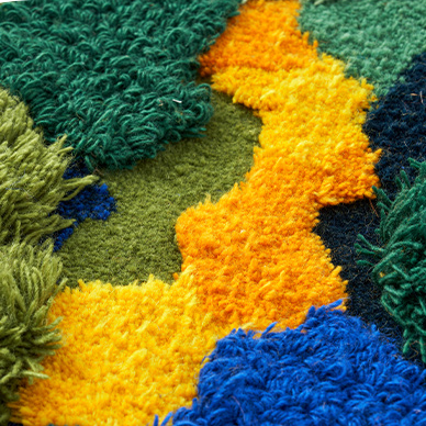 Feblilac 3D Blue-Green-Yellow Moss Leaves Wool Area Rug Carpet