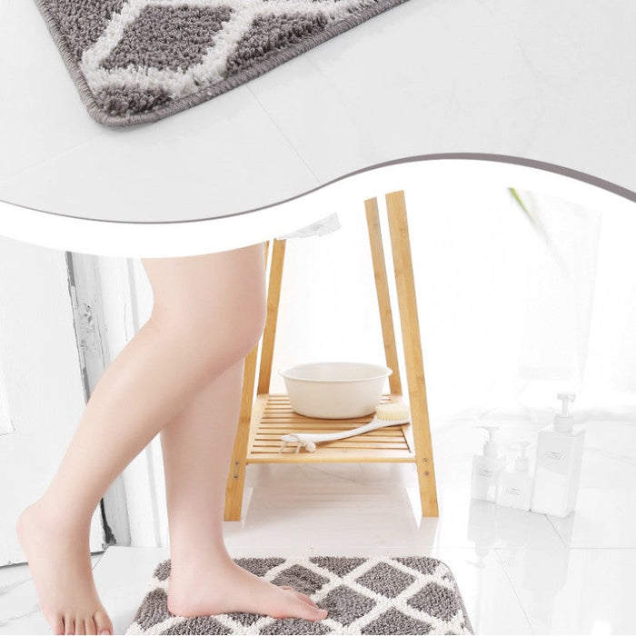 Feblilac Rhombus Grid Geometry Tufted Bath Mat